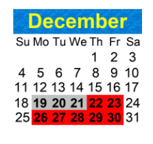 District School Academic Calendar for Freedom 7 Elementary/international Studies for December 2022