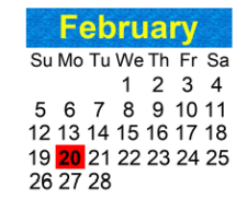 District School Academic Calendar for Central Area Adult Education Day-program for February 2023