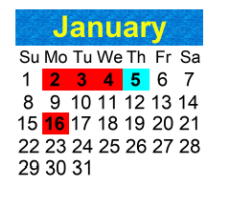District School Academic Calendar for Westshore Junior/senior High School for January 2023