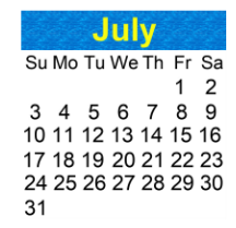 District School Academic Calendar for Sculptor Charter School for July 2022