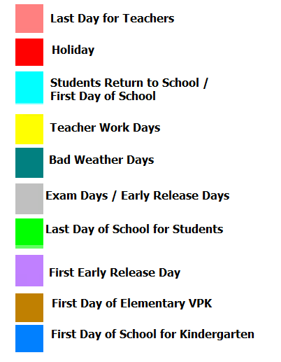 District School Academic Calendar Legend for Explorer Elementary/middle Charter