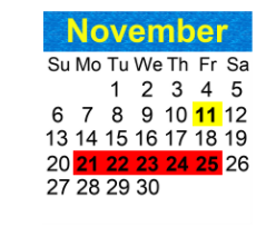 District School Academic Calendar for Freedom 7 Elementary/international Studies for November 2022
