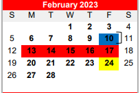 District School Academic Calendar for Bridge City H S for February 2023