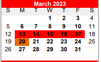 District School Academic Calendar for Bridge City H S for March 2023