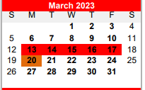 District School Academic Calendar for Bridge City Middle for March 2023