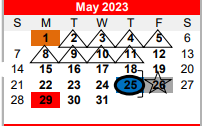 District School Academic Calendar for Bridge City Middle for May 2023