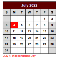 District School Academic Calendar for Bridgeport Int for July 2022