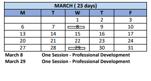 District School Academic Calendar for Blackham School for March 2023
