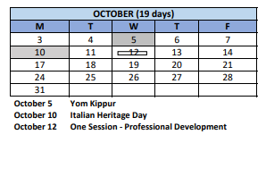 District School Academic Calendar for Hooker School for October 2022