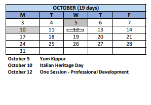 District School Academic Calendar for Bridgeport Elementary for October 2022