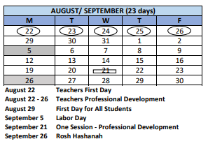 District School Academic Calendar for The University School for September 2022