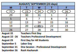 District School Academic Calendar for Bridgeport Elementary for September 2022