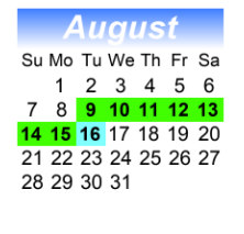 District School Academic Calendar for Coconut Creek Elementary School for August 2022