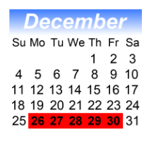 District School Academic Calendar for Hawkes Bluff Elementary School for December 2022