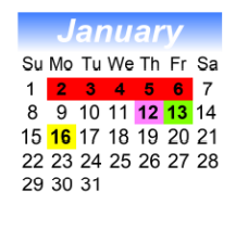 District School Academic Calendar for Leaf Group Treatment Home for January 2023