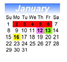 District School Academic Calendar for Broward Intensive Halfway for January 2023