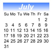 District School Academic Calendar for Pine Ridge Alternative Center for July 2022