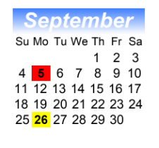 District School Academic Calendar for Westchester Elementary School for September 2022