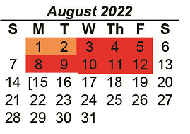 District School Academic Calendar for Chandler Intermediate for August 2022