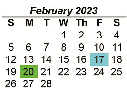 District School Academic Calendar for Chandler El for February 2023