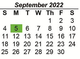 District School Academic Calendar for Aces Campus for September 2022
