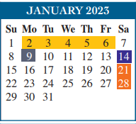 District School Academic Calendar for Sharp Elementary for January 2023