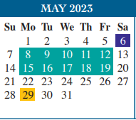 District School Academic Calendar for Cameron Co Juvenile Detention Ctr for May 2023