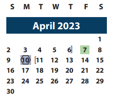 District School Academic Calendar for Ben Milam Elementary for April 2023