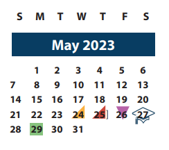 District School Academic Calendar for Bonham Elementary for May 2023