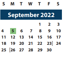District School Academic Calendar for Sul Ross Elementary for September 2022