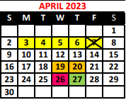 District School Academic Calendar for Montessori School for April 2023