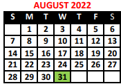 District School Academic Calendar for Leonardo Da Vinci High School for August 2022