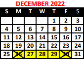 District School Academic Calendar for The Academy School #131 for December 2022