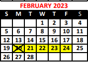 District School Academic Calendar for International School for February 2023