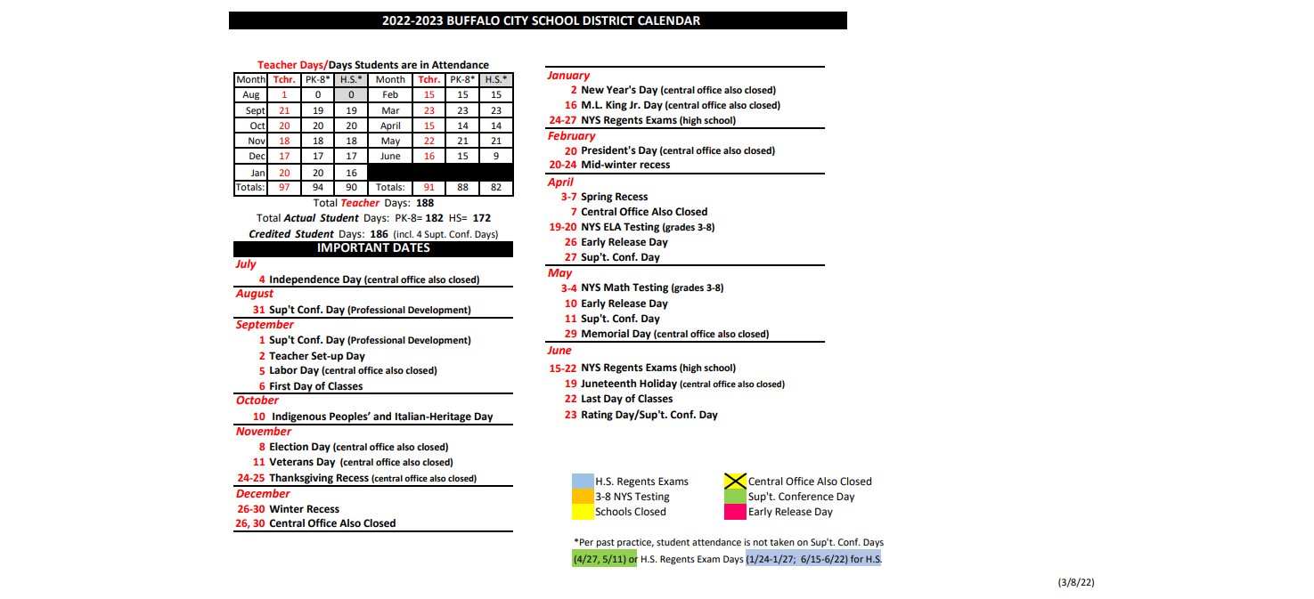 District School Academic Calendar Key for P.S. 81