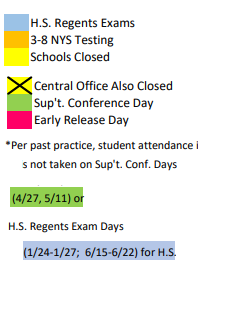 District School Academic Calendar Legend for P.S. 74 Hamlin Park Elementary School