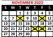 District School Academic Calendar for Dr Lydia T Wright Sch Of Excellence for November 2022