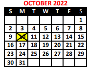 District School Academic Calendar for East High School for October 2022
