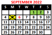 District School Academic Calendar for Waterfront School for September 2022