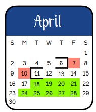 District School Academic Calendar for Smith Co Jjaep for April 2023