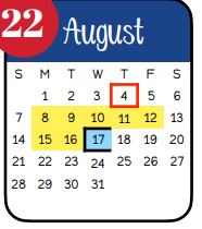 District School Academic Calendar for Bullard H S for August 2022