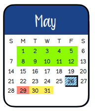 District School Academic Calendar for Smith Co Jjaep for May 2023