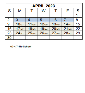 District School Academic Calendar for Avery's Creek Elementary for April 2023