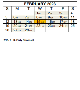 District School Academic Calendar for Sand Hill-venable Elem for February 2023