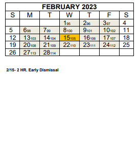 District School Academic Calendar for Black Mountain Primary for February 2023