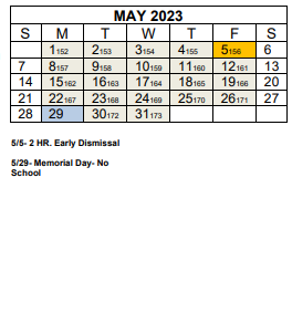 District School Academic Calendar for Woodfin Elementary for May 2023