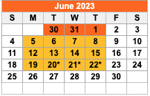 District School Academic Calendar for John G Hardin El for June 2023