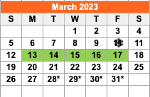 District School Academic Calendar for Wichita Co Jjaep for March 2023