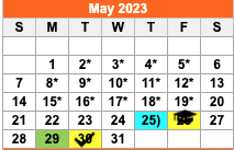District School Academic Calendar for Wichita Co Jjaep for May 2023