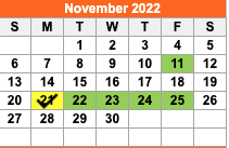 District School Academic Calendar for John G Hardin El for November 2022